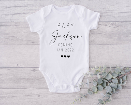 Customizable First/Last Name Baby Announcement | Modern Baby Onesie® Bodysuit