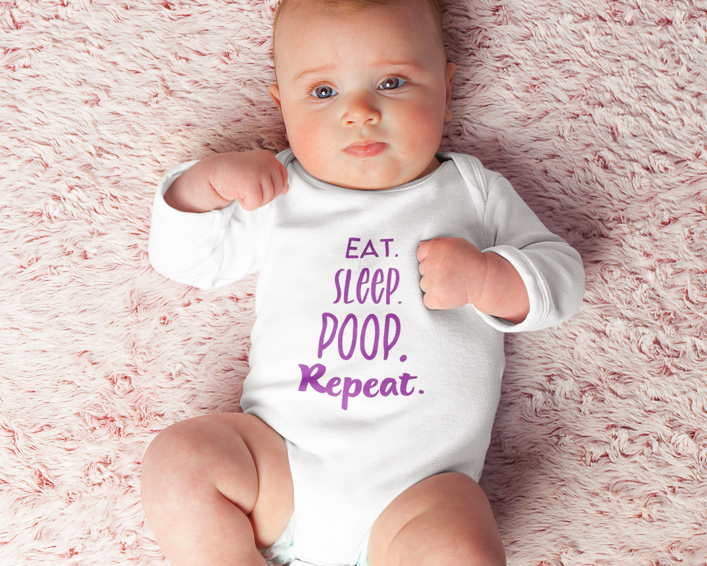 Eat, Sleep, Poop, Repeat Onesie® Bodysuit | Funny Bodysuit - Mini Munchkin Clothing Co
