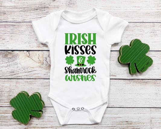 Irish Kisses & Shamrock Wishes - St. Patrick's Day Onesie® | Holiday Bodysuit