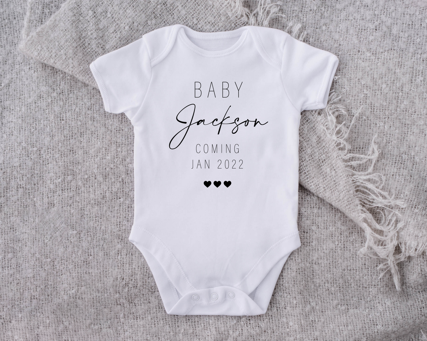 Customizable First/Last Name Baby Announcement | Modern Baby Onesie® Bodysuit